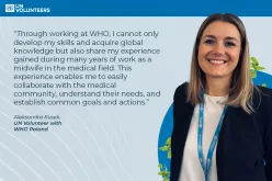 A midwife, Aleksandra Kusek, is a UN Volunteer Women and Girls Health Emergency Officer with WHO in Poland.