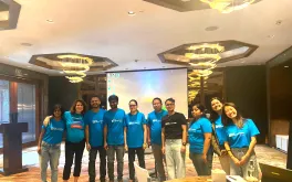 UN Volunteer Child Protection Officers along with Soledad Herrero (second from left), Chief of Child Protection Unit at UNICEF India at the Child Protection Network Meeting in New Delhi, India.