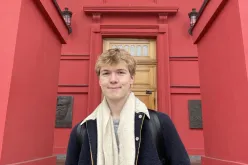 Picture of Adrien in front of the Taras Shevchenko National University of Kyiv.