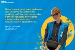 Kateryna Vyshnevska, UN Volunteer Protection Assistant with UNHCR conducts border monitoring visits, focus group discussions, counseling, interpretation, and data collection.