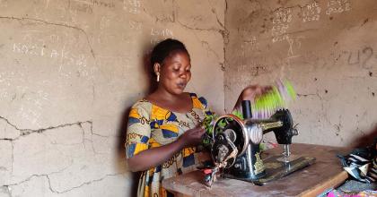 Deborah Kahambu, a former combatant with an armed militia now runs a sewing workshop in Lubero territory in the DRC. 
