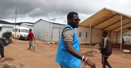 Ismael Ouedraogo, UN Volunteer Associate Shelter Officer with UNHCR Burundi, at Busuma camp in Buhumuza province in Eastern Burundi.