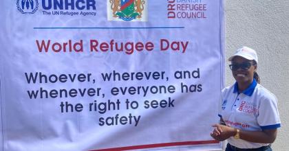 UN Volunteer Associate Programme Officer Jestina Simba serves with UNCHR. Here, she is seen during the commemoration of World Refugee Day 2022.