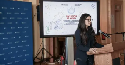 UN Volunteer Liza Al Bag with OHCHR speaks on the International Day of the Elimination of Racial Discrimination. She is part of the 2026 UNEG-UNV partnership for young evaluators.