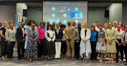 Mar Echevarria, UN Volunteer and Gender and Development Specialist, along with participants at the Private Sector Dialogue in Antigua and Barbuda in June.