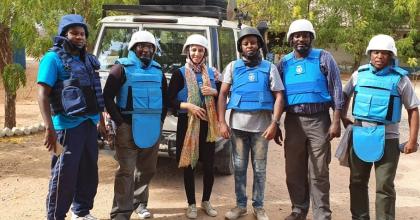UN Volunteer Rehana Bashir Butt (third from right) with UNHCR Kenya colleagues in Dadaab, where she supported the distribution of non-food Items to refugees. 