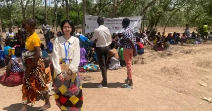 Runnan Shao, UN Volunteer Food System Analyst with WFP, pictured during a field visit in Malawi.