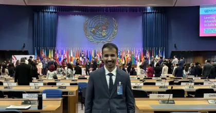 UN Volunteer Mutlaq Alsubaie at the 82nd Commission Session of ESCAP in Bangkok, Thailand. His assignment is funded by Saudi Arabia.