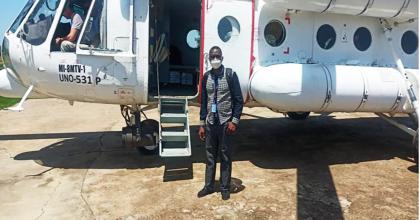 UN Volunteer Emmanuel Menwon during his field missions to locations in Bor, Rumbek Country, Lakes States of South Sudan.