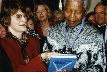 UNV Executive Coordinator Brenda Gael McSweeney with Nelson Mandela, in the 1990s.