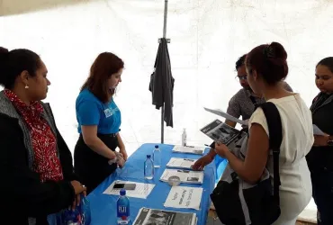 Evgeniya Kleshcheva, UN Volunteer with the UNDP Pacific Office in Fiji, at a career fair.