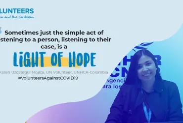 Karen Uzcategui Mojica, UN Volunteer serving within UNHCR in Colombia, supporting Venezuelan refugees and internally displaced persons. 