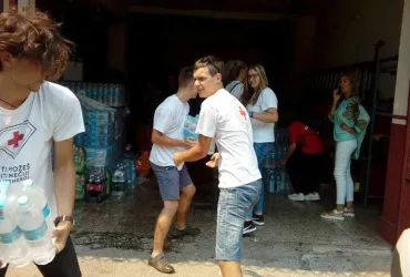 Volunteers deliver supplies to victims affected by the fires