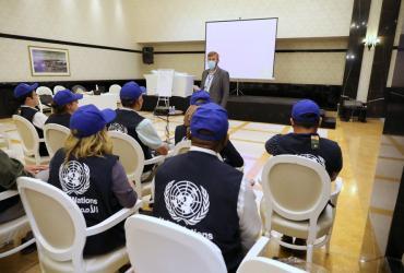A simulation training for UN election observers, including international UN volunteers, in the pre-election phase. Baghdad, Iraq - September, 2021.