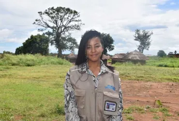Eva Sibanda in Pader, Uganda, during a joint monitoring visit to UN Women partners.