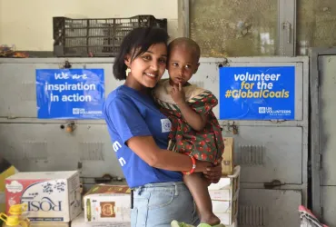 UN Volunteer Ruth Abera from UNV Ethiopia during an IVD activity at a children's home in Addis Ababa, Ethiopia. 