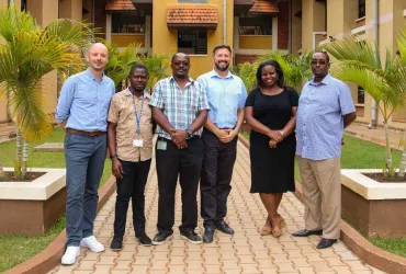 Yannick Van Winkel (left), Communications Officer at the Regional Service Centre Entebbe (RSCE) with his colleagues.
