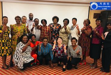 Ai Morita (Japan) serves as a UN Volunteer Peace and Development Specialist with UNDP under the Human Resource Development Programme for Peacebuilding and Development. Here, she is seen with participants in the Women in Peacebuilding Forum, Malawi.