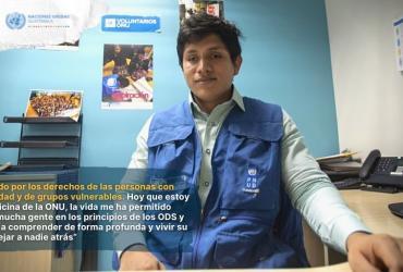 Antonio Palma, Voluntario ONU con discapacidad visual sirviendo como Asistente de Comunicaciones para la Oficina del Coordinador Residente en Guatemala