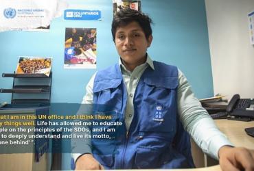Antonio Palma, UN Volunteer with a visual disability, serving as Communications Assistant for the Resident Coordinator's Office in Guatemala.