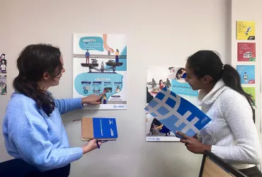 UN Volunteers, Kawtar Abendag (right) and Ariane Massy (left) serve with UN Women in Morocco and enhance Gender Responsive Planning and Budgeting.