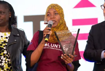 Shamimu Siraji, national UN Volunteer IT Associate, speaks after receiving her Volunteer of the Year Award at the East and Southern Africa Volunteer Awards Festival, held on 5 December 2019 in Nairobi, Kenya.