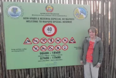 Online volunteer Laurel Boland at the Maputo Special Reserve in Mozambique in 2019 © Laurel Boland