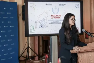UN Volunteer Liza Al Bag with OHCHR speaks on the International Day of the Elimination of Racial Discrimination. She is part of the 2026 UNEG-UNV partnership for young evaluators.
