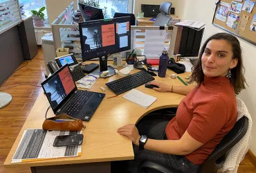 Clémence Gallopin, UN Youth Volunteer with UNFPA, presenting training on the Bystander to Action Approach.