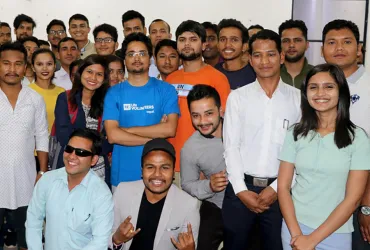 Panch Dev Bhatta, national UN Volunteer ICT Expert in Nepal, with other ICT officers after conducting a training session.