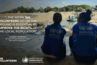 UN Volunteers assigned with the Office of the High Commissioner for Human Rights, serving in the context of the migrant caravan in Mexico.