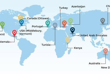 This map shows the locations of the 13 Online Volunteers who contributed to this project 