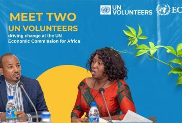 Abiot Tadesse (left) and Adebukola Bolaji (right) are UN Volunteers serving with the United Nations Economic Commission for Africa (UNECA).