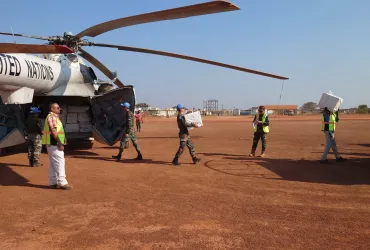 Tsegaye Hailemeskel, UN Volunteer Movement Control Assistant supervises the process of incoming troops and accompanying cargo in the mission. 