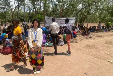 Runnan Shao, UN Volunteer Food System Analyst with WFP, pictured during a field visit in Malawi.