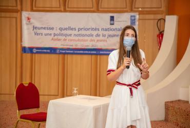 UN Volunteer Salomé Ponsin supporting the first consultation session with Youth in Hammamet, Tunisia