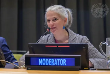 Sandra Koch, Team Lead IVY 2026 Secretariat moderated the launch event at the UN in New York.