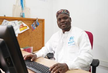Mahamat Salah Sati (Chad), UN Volunteer Community Based Associate Protection Officer, at UNHCR office in Rabat, Morocco.