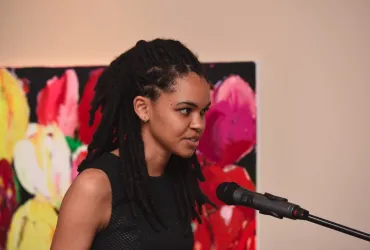 Talia Meeuwissen, UN Volunteer WASH Officer with UNICEF Kenya, at the launch of Kenyan Sanitation Alliance, speaking about the importance of sanitation and hygiene on the health of every woman and child in Kenya.