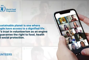 Volontaires des Nations Unies lors d’une formation virtuelle avec des volontaires de la société civile