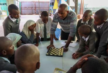 Volunteers support communities and ensure that no one is left behind. Here,  national UN Volunteer Mohamed Ali Gololcha with UNDP in Kenya coordinates activities in a youth center in Isiolo County.