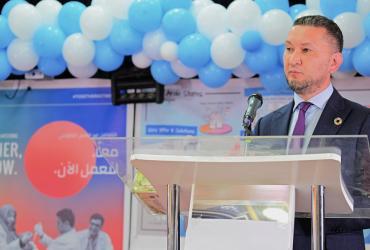 Toily Kurbanov, Coordonnateur exécutif du programme VNU, lors des célébrations de la Journée internationale des Volontaires à Sana’a, Yémen, le 5 décembre 2022.