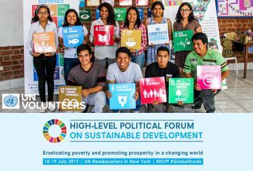 high-level political forum official poster youth with SDG cards