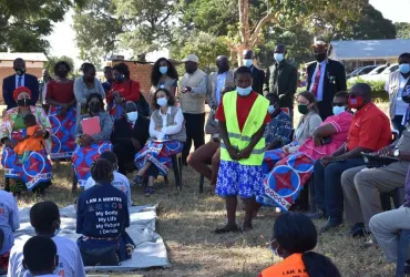 One of the Spotlight Initiative mentors, Laurence Nyirenda during a mentorship activity attended by programme partners and UN Resident Coordinator for Malaw