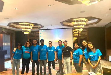 UN Volunteer Child Protection Officers along with Soledad Herrero (second from left), Chief of Child Protection Unit at UNICEF India at the Child Protection Network Meeting in New Delhi, India.
