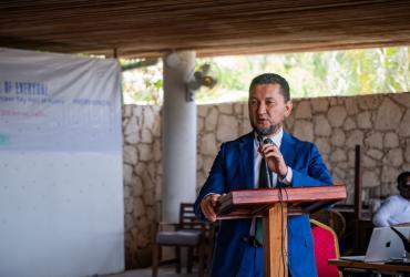 Toily Kurbanov, Executive Coordinator of United Nations Volunteers speaking on the occasion of International Volunteer Day in Mogadishu on 5 December 2023. 