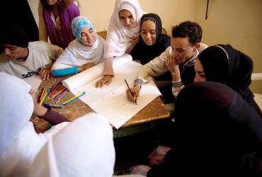 Youth during a workshop on climate change in Iguiwaz, Morocco