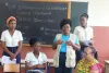 Arminda Ceita (third from right) UN Volunteer Adolescent Engagement Officer with UNICEF leads a classroom discussion in São Tomé and Principe.