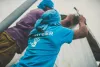 An All Hands volunteer and local Fijian rebuilding a home in Delakado village in Fiji (2016).