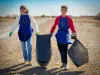 Volunteers clean the shore of Geokdepe Lake in Turkmenistan during ‘Green Games’ organized by the European Union Delegation, the Nature Protection Society of Turkmenistan, and a local mountain climbing club.